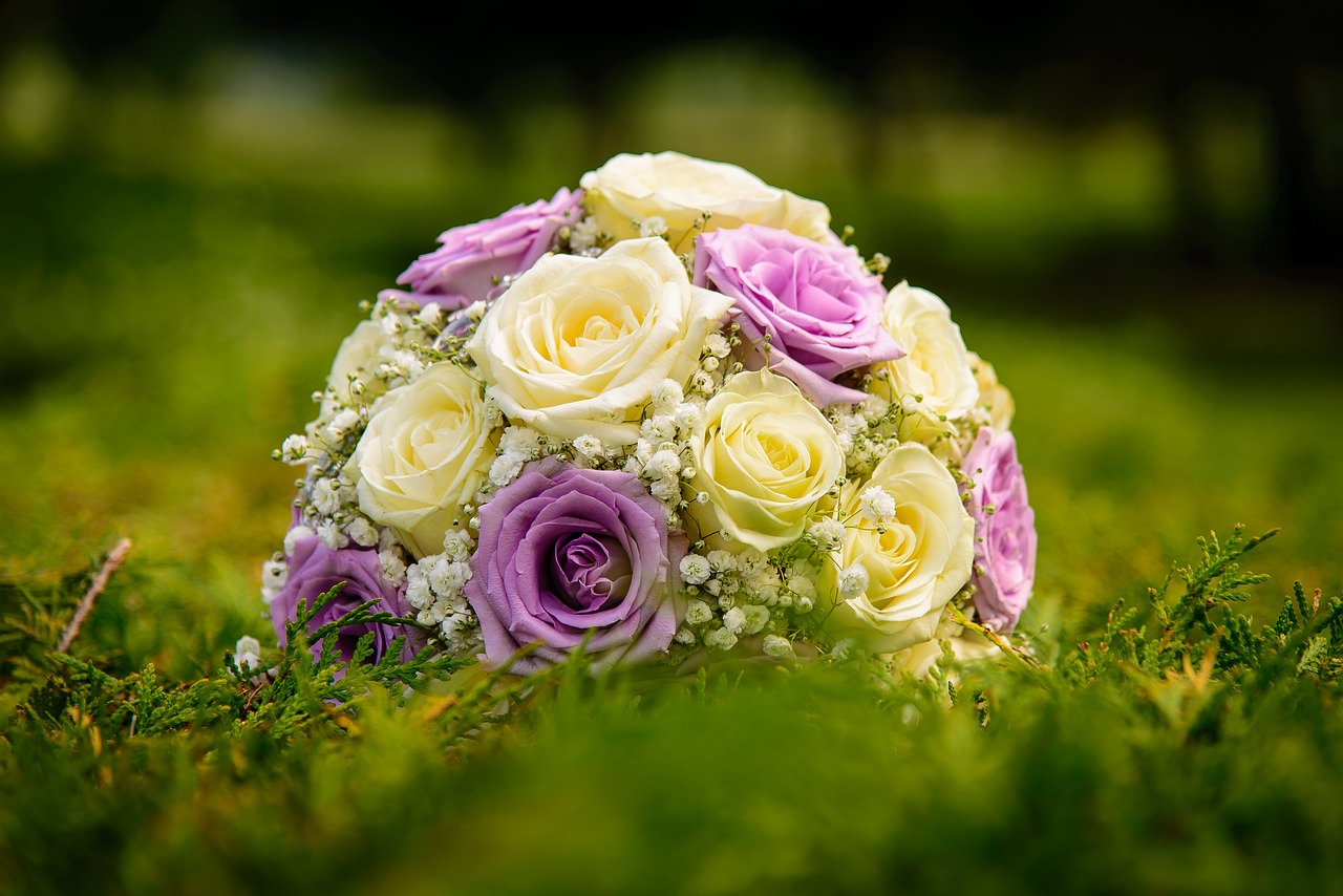 flowers, beautiful flowers, roses, bouquet, flora, rose bouquet, flower arrangement, floral arrangement, bunch of flowers, bloom, blossom, flower wallpaper, flower background, grass, nature, petals, rose wallpaper